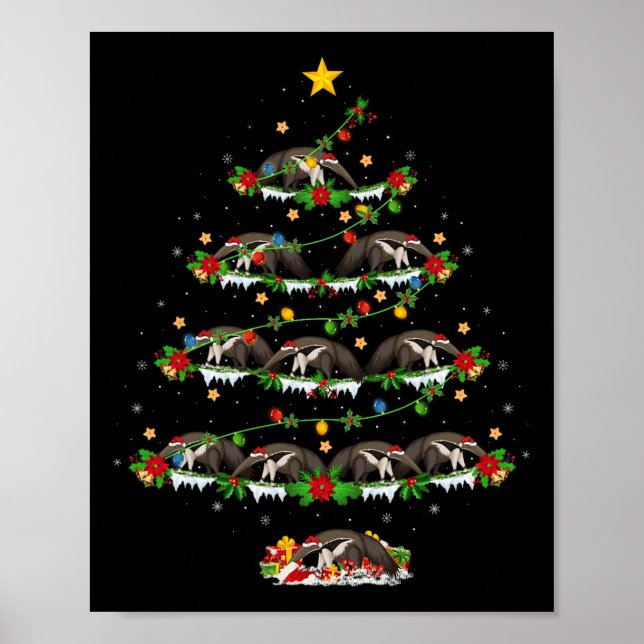 Poster Pet Animal Xmas Papais noeis De Luz Anteia Natal T (Frente)