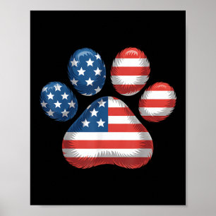 Poster Pet De Bandeira Americana Imprimida Em Paw Dos Eua