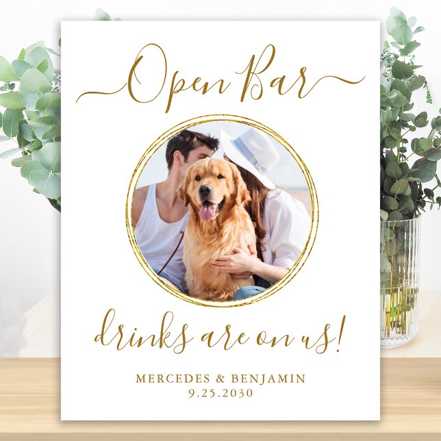 Poster Pet Dog Bar Aberto Bebidas Douradas Personalizadas (Criador carregado)