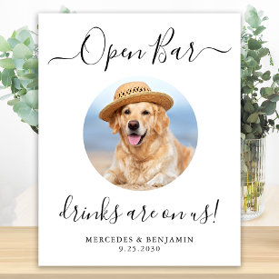 Poster Pet Dog Wedding Open Bar Bebidas Personalizadas Em