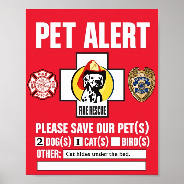 Poster Pet Emergency Alert (Pet Emergency Alert) Sinal da (Frente)
