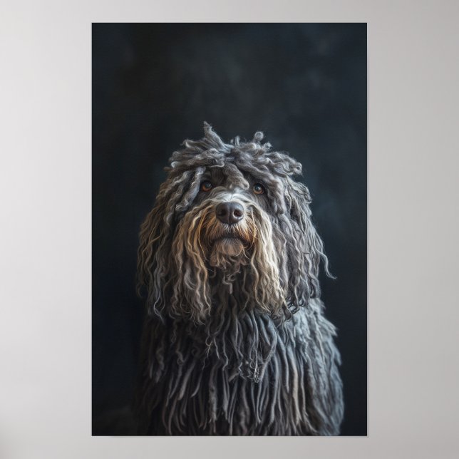 Poster Pet Grooming Salon Bergamasco Sheepdog Retrato (Frente)