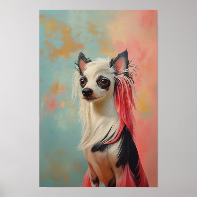 Poster Pet Grooming Salon Boutique Chinês Crest Retrato (Frente)