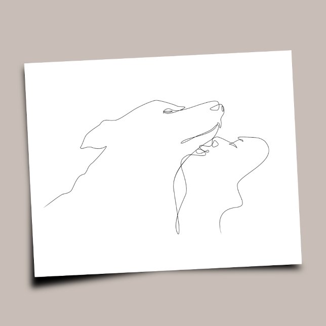 Poster Pet Lover | Arte de uma linha | (dog drawing | dog art print | dog wall art decor | for living room | for dorm | pet ,  dog lover)