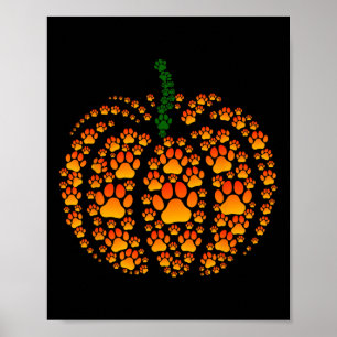 Poster Pet Paw Print Pumpkin Pumpkin Pumpkin Queda Graças