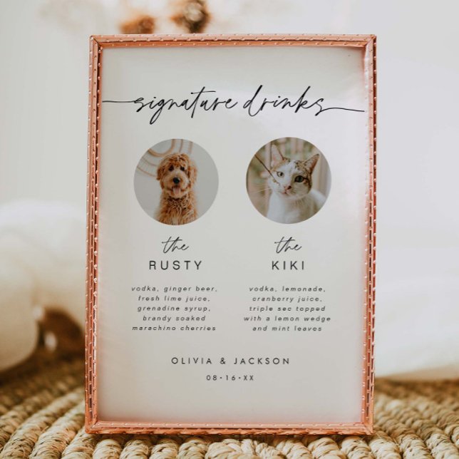 Poster Pet Photo Signature Drink Menu Weding Sign (Criador carregado)