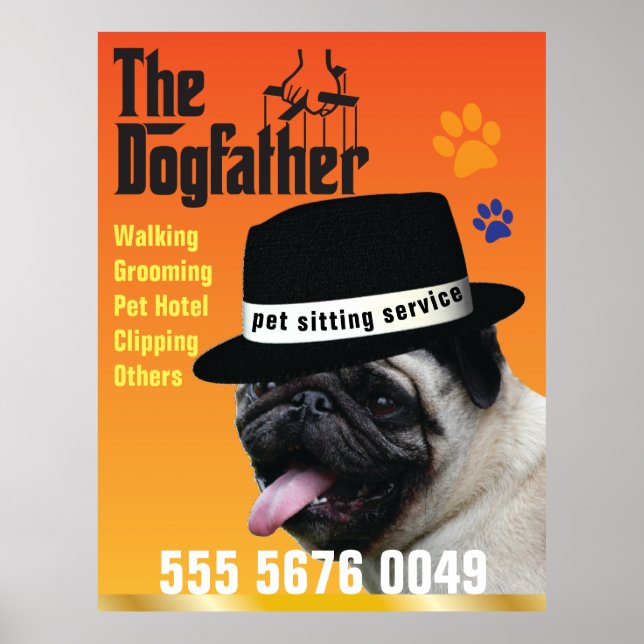 Poster Pet Sentado 🐾 Cachorro Dogdad Walker Confiante (Frente)