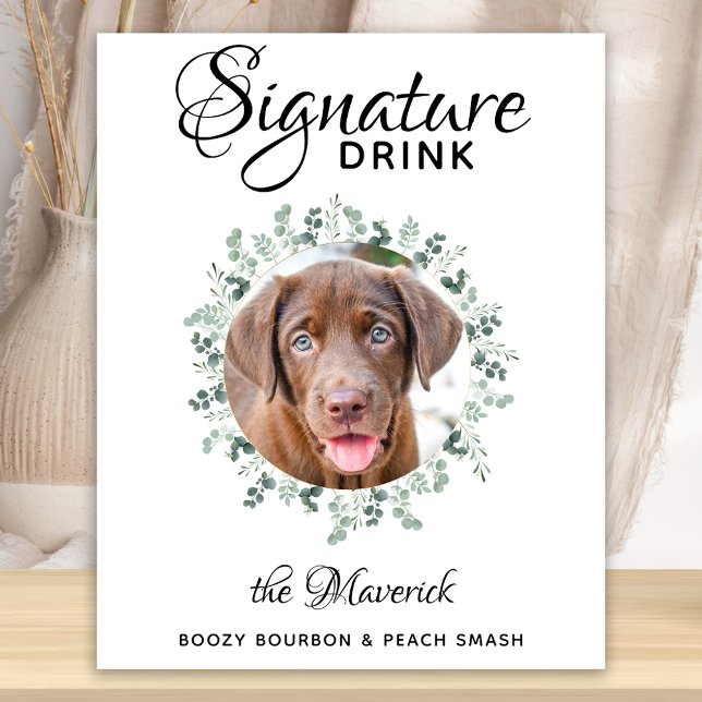 Poster Pet Wedding Dog Bar Signature Drink Custom Photo (Criador carregado)