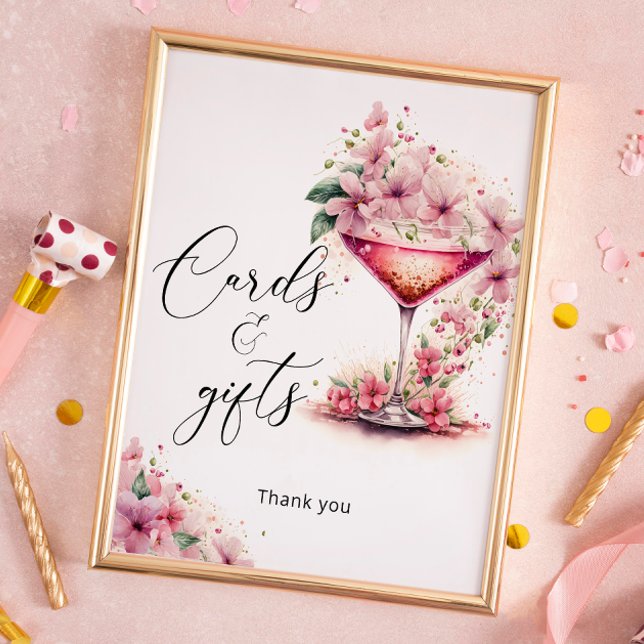 Poster Petais e Cartões Florais e Presentes Rosa Prosecco (Criador carregado)