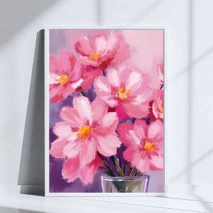 Poster Pétalas Cor-de-Rosa em Flor   Pintura de Flor em A