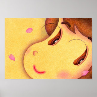 Poster Pétalas de flores e um sorriso minúsculo.