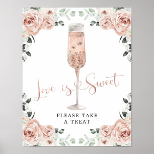 Poster Pétalas de Rosa cor-de-rosa Prosecco Love é doce