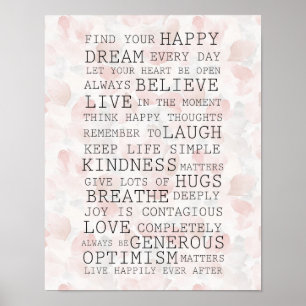 Poster Pétalas de Rosa Rosa Inspiradoras Positivas
