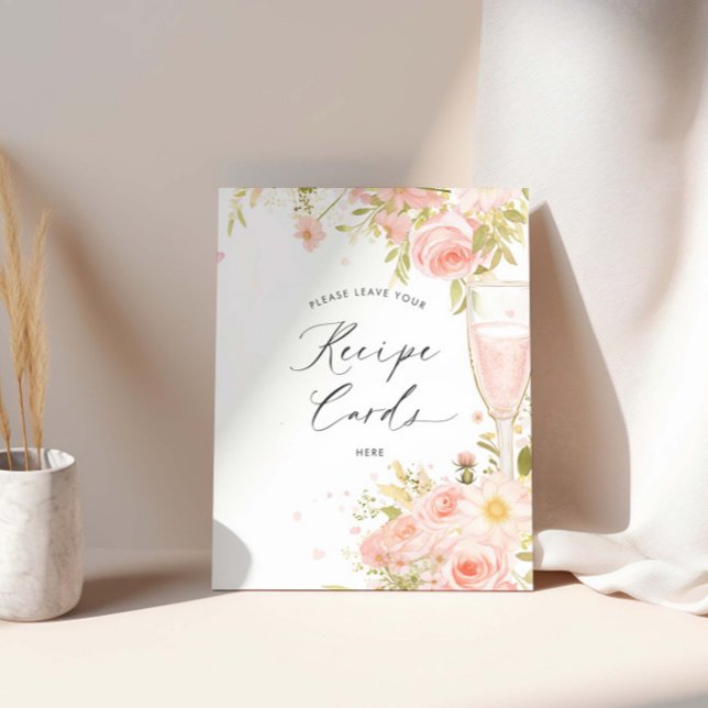 Poster Pétalas E Prosecco Deixam Suas Cartões De Receita (Criador carregado)