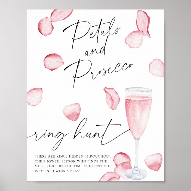 Poster Pétalas e Prosecco - jogo de caça ao anel na despe (Frente)