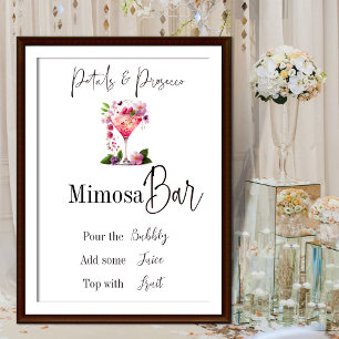 Poster Pétalas e Prosecco Rosa Bar de Flores para Chá de