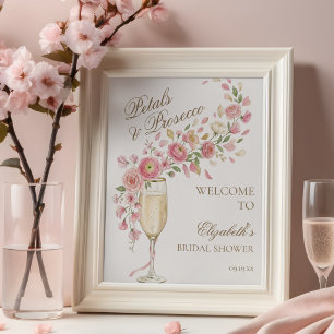 Poster Pétalas Elegantes e Boas-Vindas Florais Prosecco