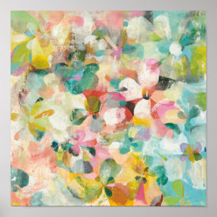 Poster Pétalas Pastel macias felizes do jardim  