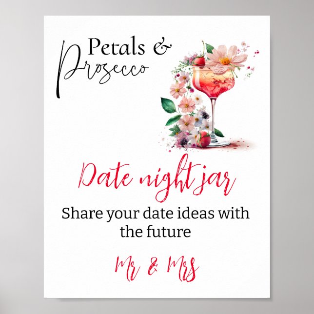 Poster Pétalas Prosecco Floral Café da Manhã de Chá de No (Frente)