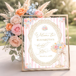 Poster Petals and Prosecco Pink Bridal Shower Welcome
