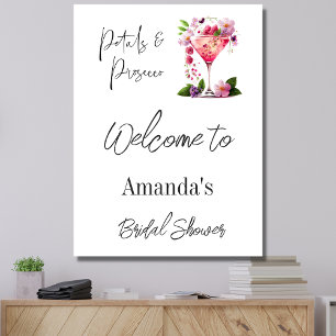 Poster Petals & Prosecco - Jogo de Data do Chá de panela