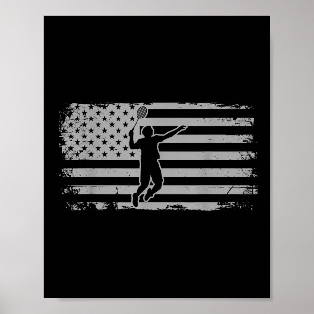 Poster Peteca de Badminton da Bandeira Americana  (Frente)
