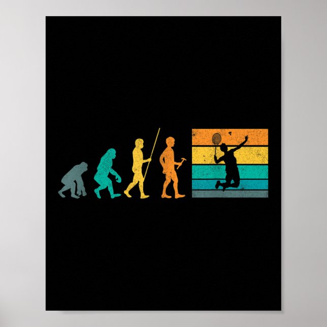 Poster Peteca de Badminton Vintage Evolução Retro Badmint (Frente)