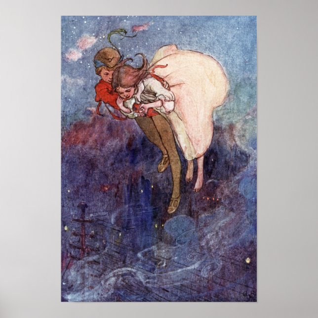 Pôster Peter Pan e Wendy por Alice B. Woodward (Frente)