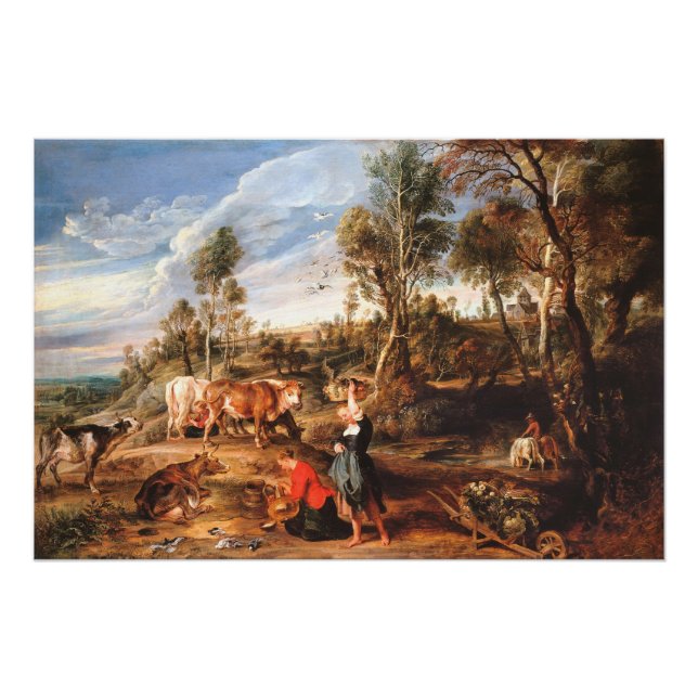 Pôster Peter Paul Rubens Milkmaids with Cattle in a Lands (Frente)
