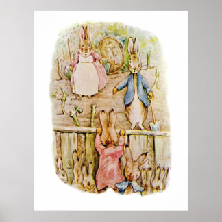 Poster Peter Rabbit Benjamin e Flopsy Bunny Beatrix Pote