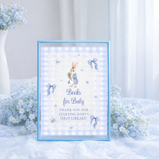 Poster Peter Rabbit Blue Bow Baby Shower Books for Baby (Criador carregado)