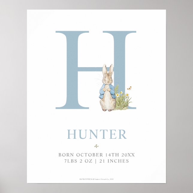 Poster Peter Rabbit | Carta Personalizada H (Frente)