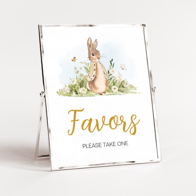 Poster Peter Rabbit Chá de fraldas Favor (Rabbit Gender Neutral Baby Shower Favors Sign)