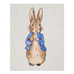 Pôster Peter Rabbit com Linen Background