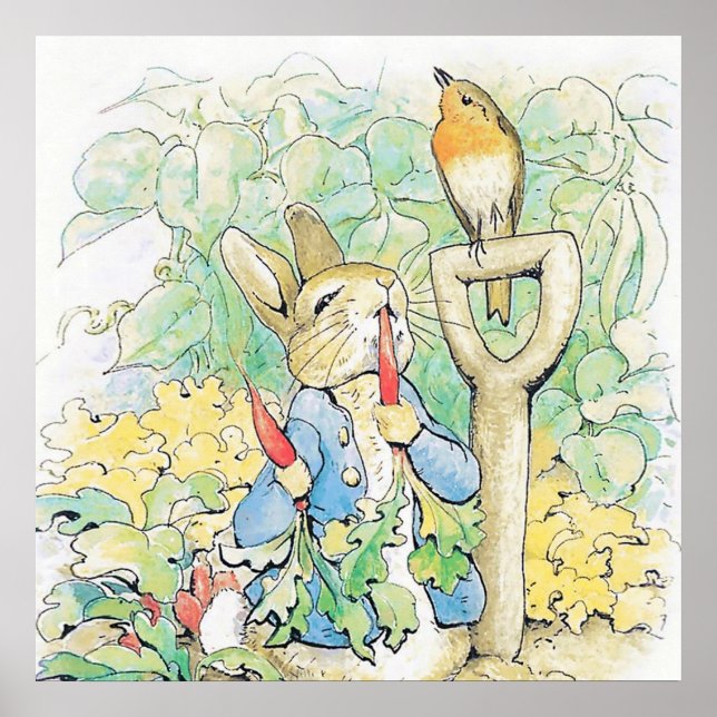 Poster "Peter Rabbit come a carrot", por Beatrix Potter (Frente)