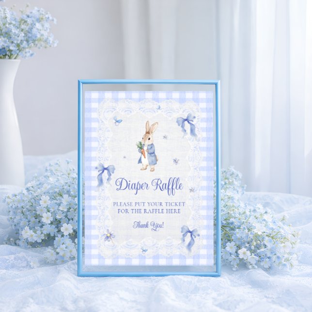 Poster Peter Rabbit Gingham Baby Shower Diaper Raffle (Criador carregado)