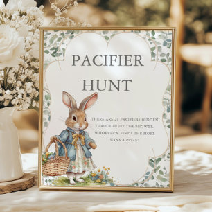 Poster Peter Rabbit Girl Chá de fraldas Pacifier Hunt