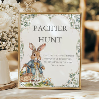 Poster Peter Rabbit Girl Chá de fraldas Pacifier Hunt