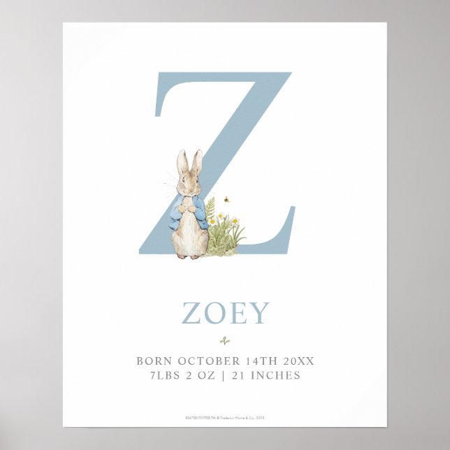 Poster Peter Rabbit | Personalized Letter Z (Frente)
