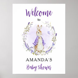 Poster Peter Rabbit Purple Chá de fraldas Bem-vindo
