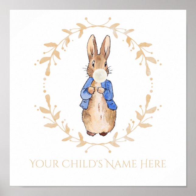 Poster Peter Rabbit soprando personalização de goma branc (Frente)