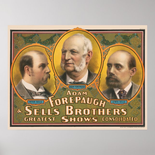 Poster Peter Sells, Adam Forepaugh E Lewis Vende (Frente)