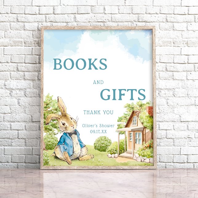 Poster Peter The Rabbit Chá de fraldas Books & Gift Sinal (Criador carregado)