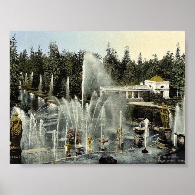 Poster Peterhof, do Castelo, Ruas. Petersburgo, classe Rú (Frente)