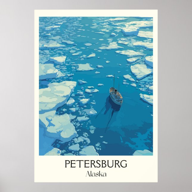 Poster Petersburg Alaska Ice Floes Water (Frente)