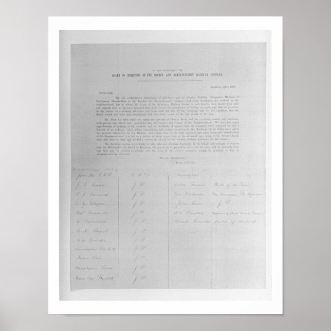 Poster Petição aos diretores de Londres e do Norte (Frente)