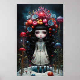 Poster Petite fille dans la neige