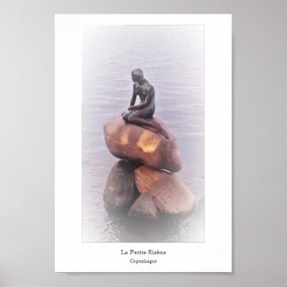 Poster Petite Sirène Copenhaga, estátua de escultura Dane