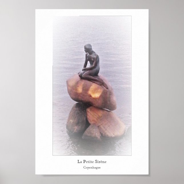 Poster Petite Sirène Copenhaga, estátua de escultura Dane (Frente)