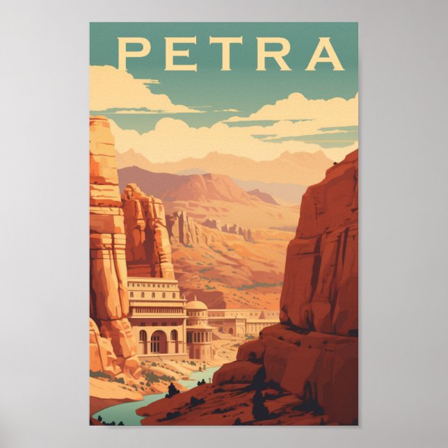 Poster Petra Jordan Familiar de Viagens vintage (Frente)